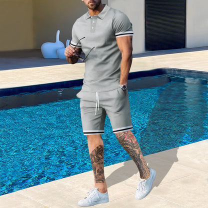 Herren Sportset Poloshirt Shorts Modern Sommer
