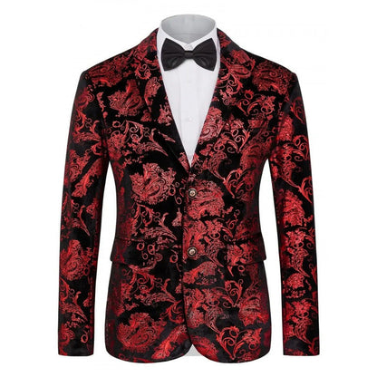 Herren Blazer Samt mit Floralmuster Elegant