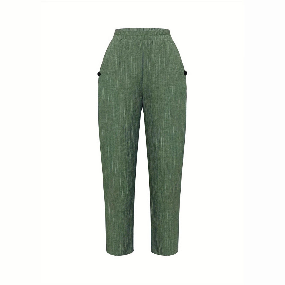 Damen Leinenhose Bequem mit Seitentaschen Sommer