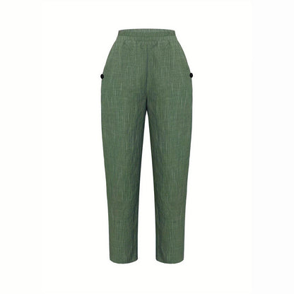Damen Leinenhose Bequem mit Seitentaschen Sommer