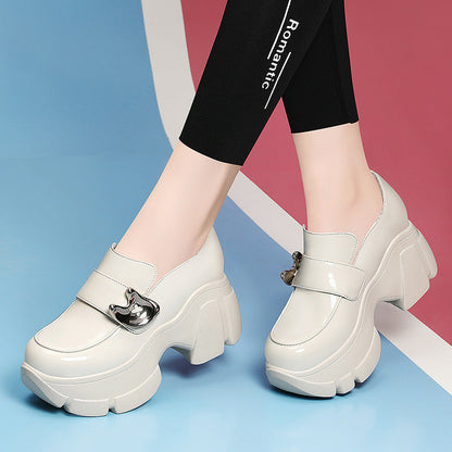 Damen Plateau Schuhe Hoch mit Schnalle Modern