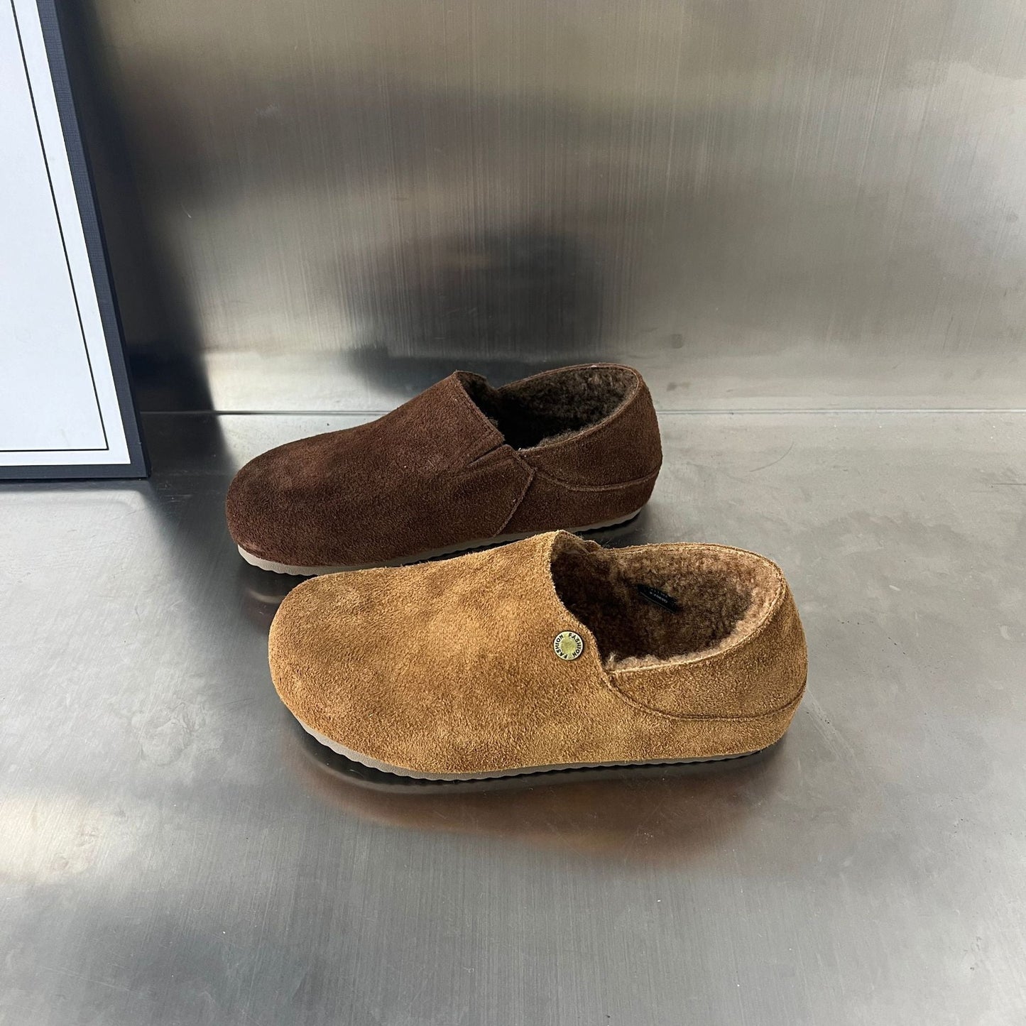 Damen Clogs Wildleder Bequem Kuschelig