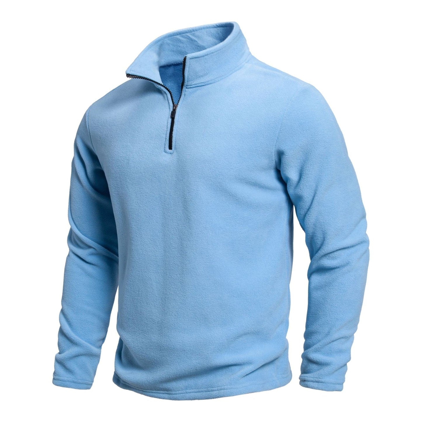 Herren Fleece Pullover Stehkragen Reißverschluss Modern