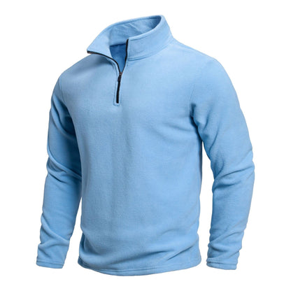 Herren Fleece Pullover Stehkragen Reißverschluss Modern