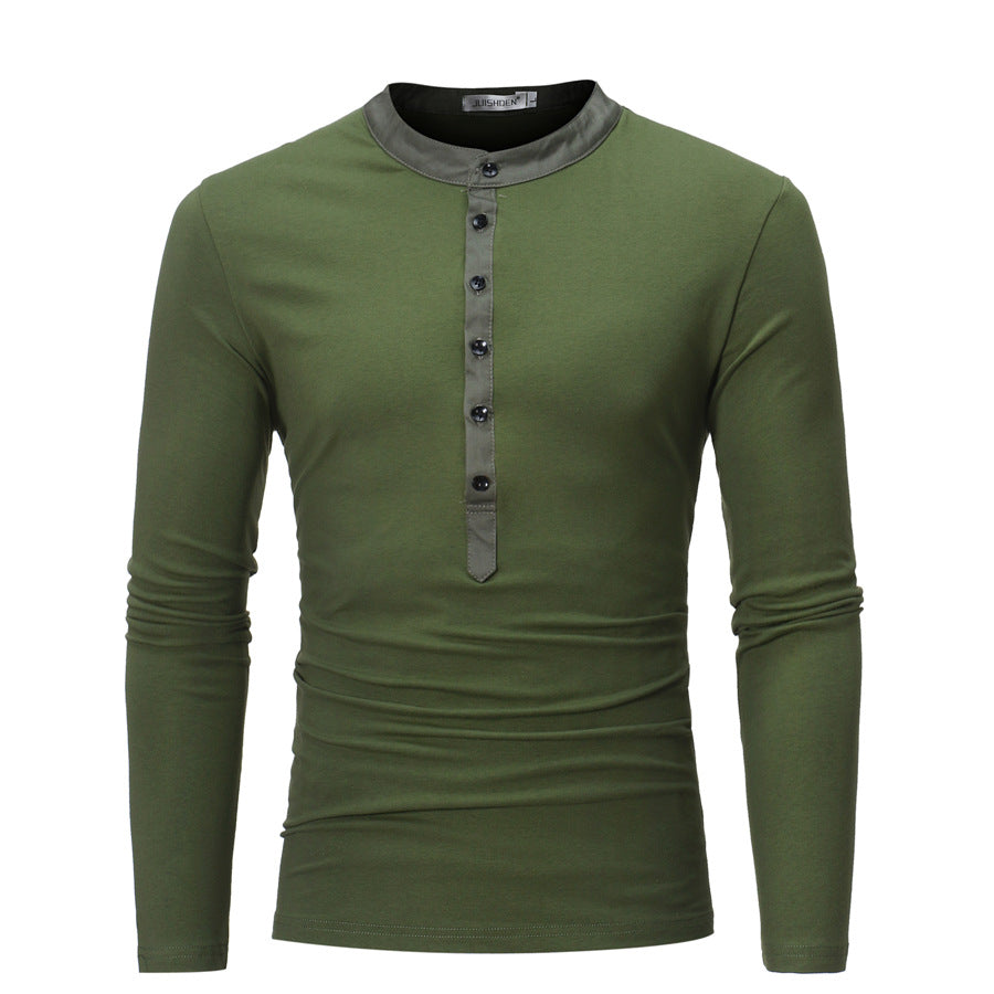 Herren Hemd Langarm Stehkragen Modern Knopfdesign