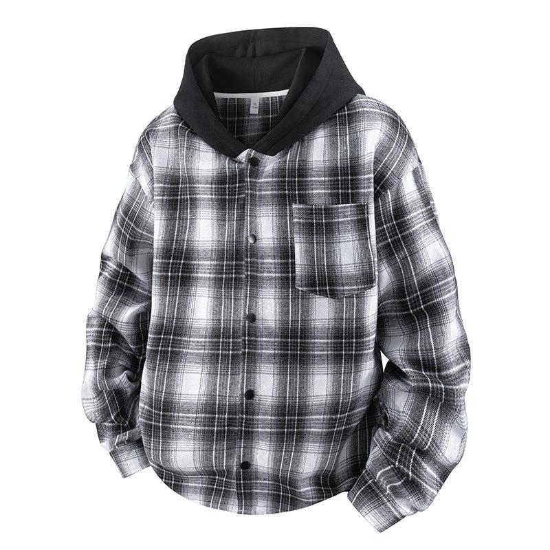 Herren Hemdjacke Lässig Kapuzenjacke Karomuster Warm