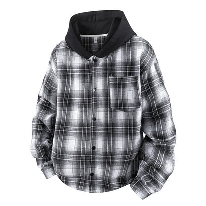 Herren Hemdjacke Lässig Kapuzenjacke Karomuster Warm
