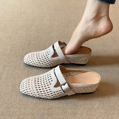 Damen Clogs Geflochten mit verstellbarem Riemen Modern