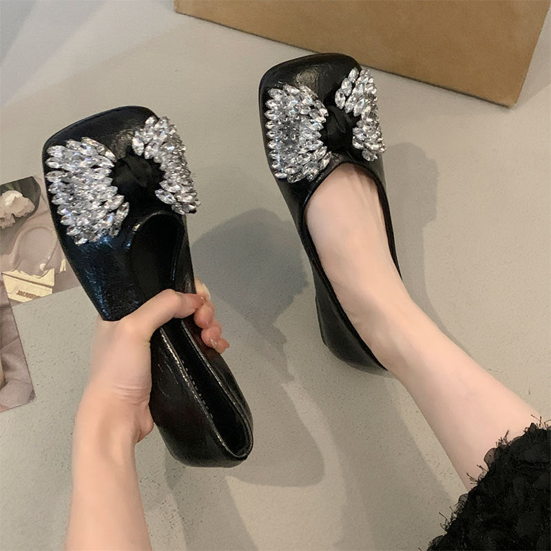 Damen Ballerinas Elegant mit Strasssteinen Glitzer
