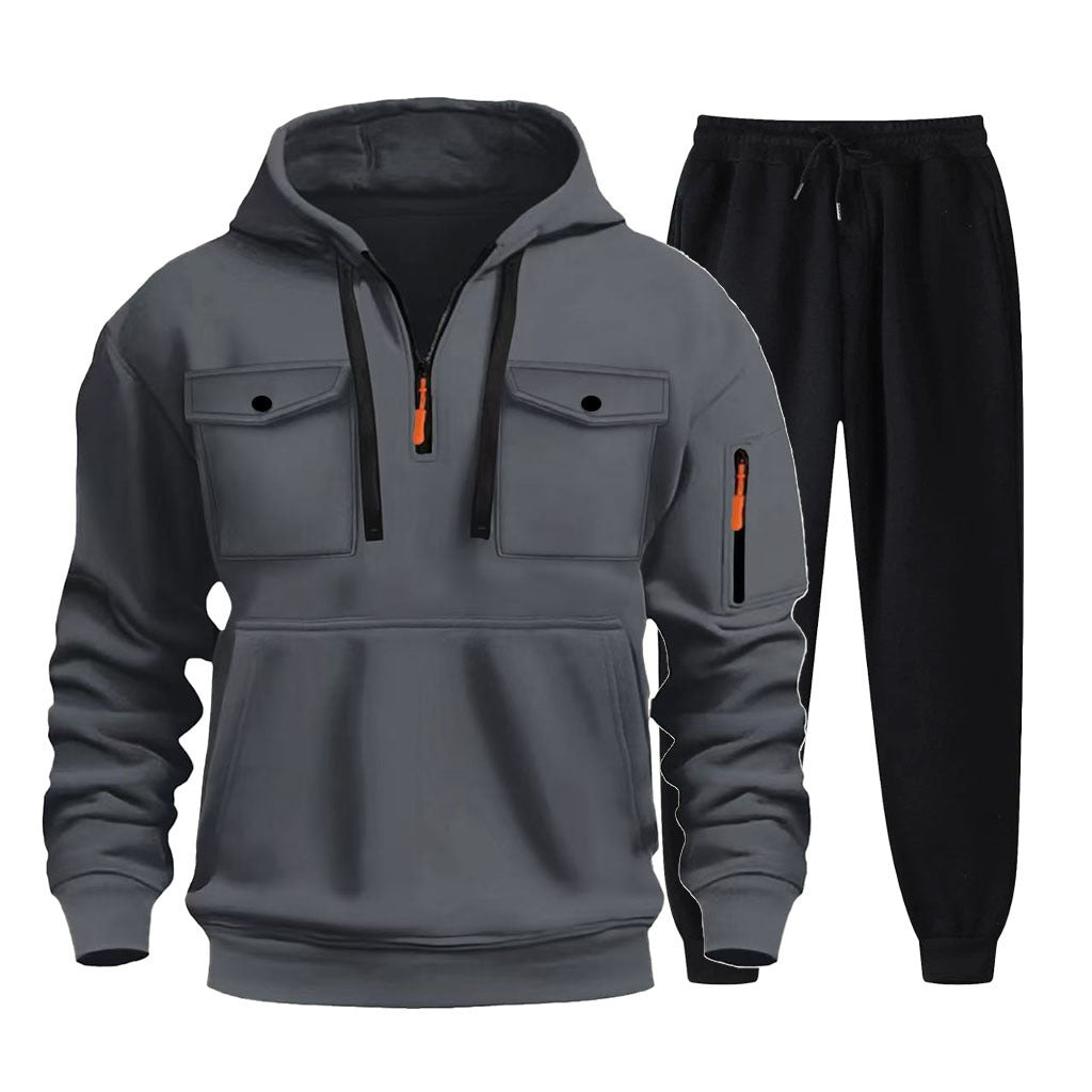 Herren Sportanzug Hoodie Jogginghose Set GrauSportlich