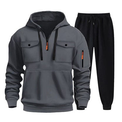 Herren Sportanzug Hoodie Jogginghose Set GrauSportlich