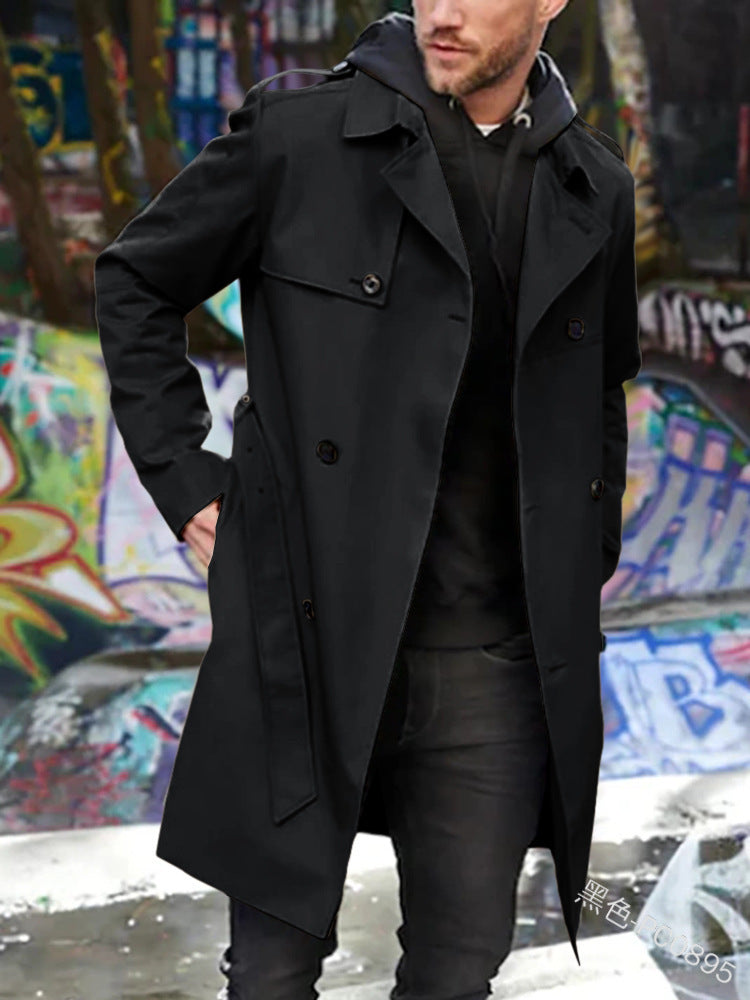 Herren Trenchcoat Modern mit Seitentaschen und abnehmbarem Futter
