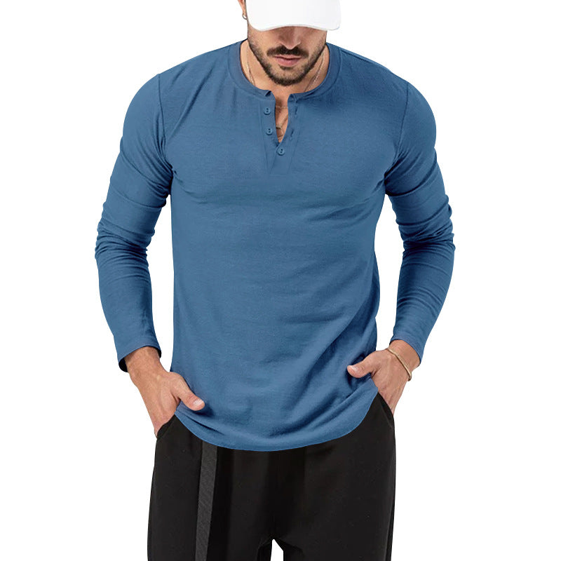Herren Langarmshirt Mit Knopfverschluss Modern