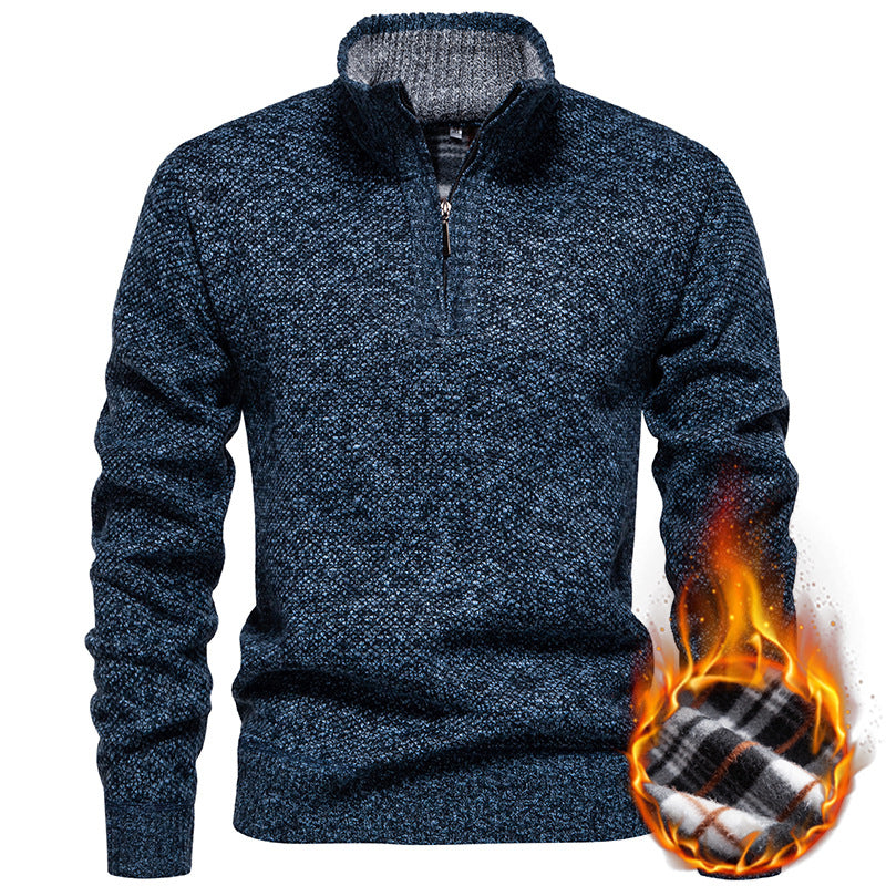 Herren Strickpullover Modern Halbzipp Reißverschluss