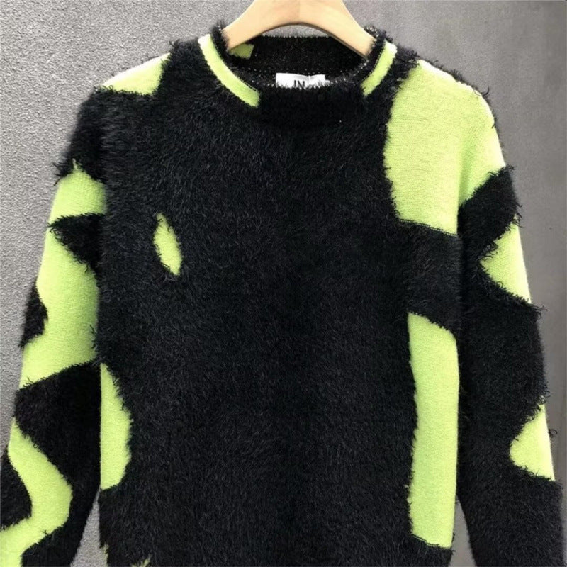 Damen Oversized Pullover Modern Kontrast Design Groß