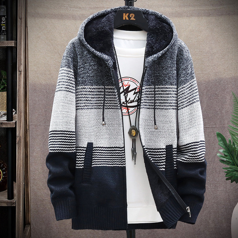 Herren Kapuzenjacke Sportlich Warm mit Streifenmuster - BerlinGlamour