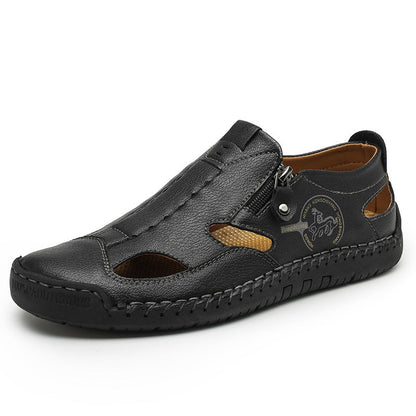 Leder Schuhe Herren Bequem atmungsaktiv Reißverschluss