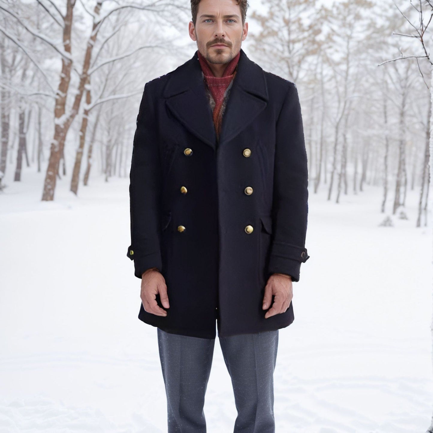 Herren Wintermantel Doppeltbreit Eleganter Langmantel