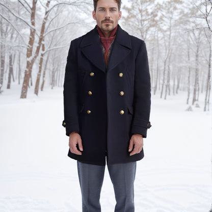Herren Wintermantel Doppeltbreit Eleganter Langmantel