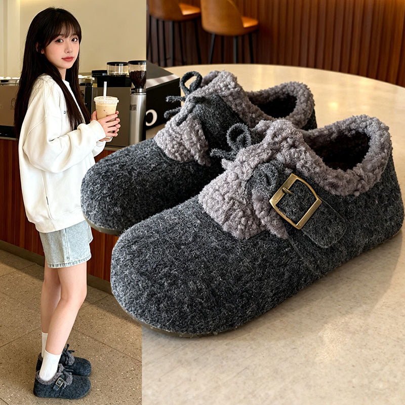Damen Filzschuhe Warm Bequem mit Riemen - BerlinGlamour