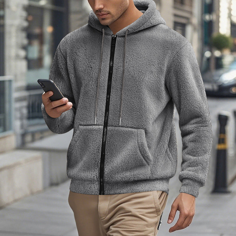 Herren Fleece Hoodie Warm mit Seitentaschen Sportlich