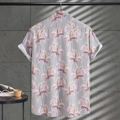 Herren Kurzarmhemd Palmen-Design Sommer Farben
