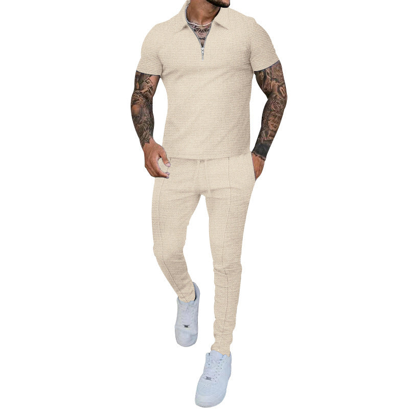 Herren Sportset Kurzarm Polo Jogginghose Bequem Modern
