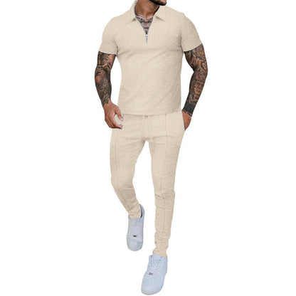 Herren Sportset Kurzarm Polo Jogginghose Bequem Modern