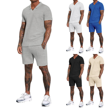 Herren Polo-Shirt und Shorts Set Atmungsaktiv Sportlich