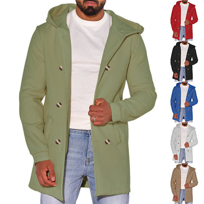 Herren modische Jacke mit Kapuze und doppelter Knopfleiste Berlin-Glamour.