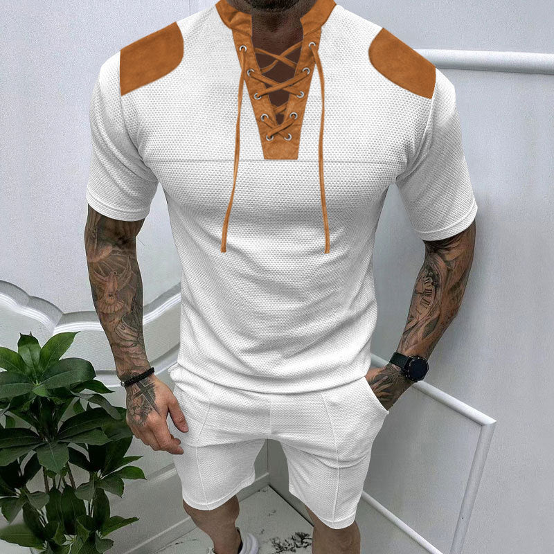 Herren Sport-T-Shirt Atmungsaktiv Schnürdesign Modern