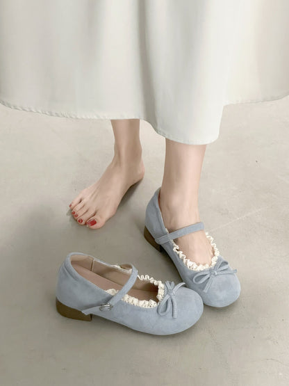 Damen Ballerinas Elegante Rüschen Sneaker Schuhe Bequem