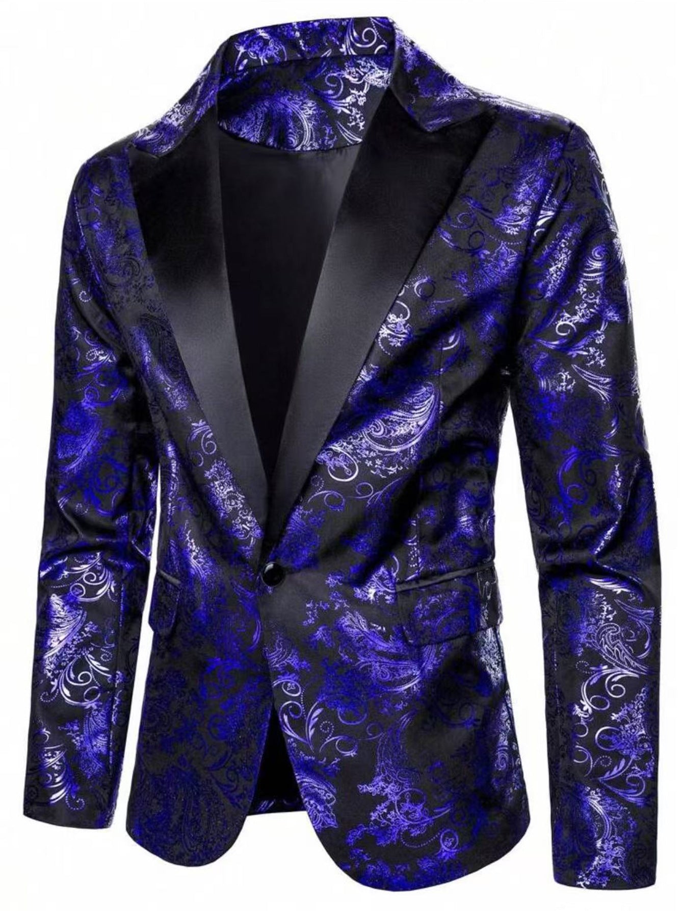 Herren Smokingsakko Elegant Floral Muster Schwarz