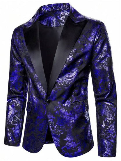 Herren Smokingsakko Elegant Floral Muster Schwarz
