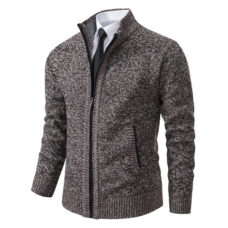 Herren Strickjacke Elegante Hochkragen Reißverschluss