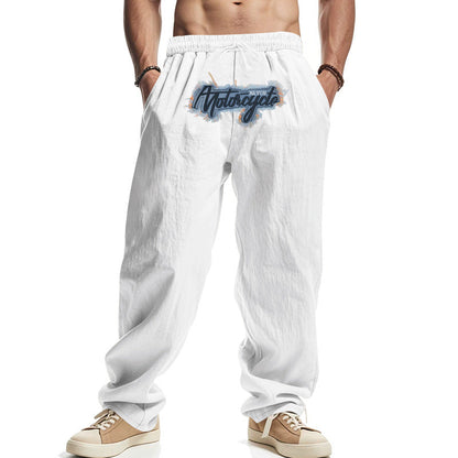 Herren Freizeithose Elastisch Mit Logo Aufdruck Casual