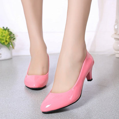 Elegante Damen Pumps Hochhackig Schwarz Glanz
