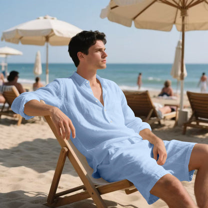 Herren Sommeroutfit Hemd Shorts Leicht