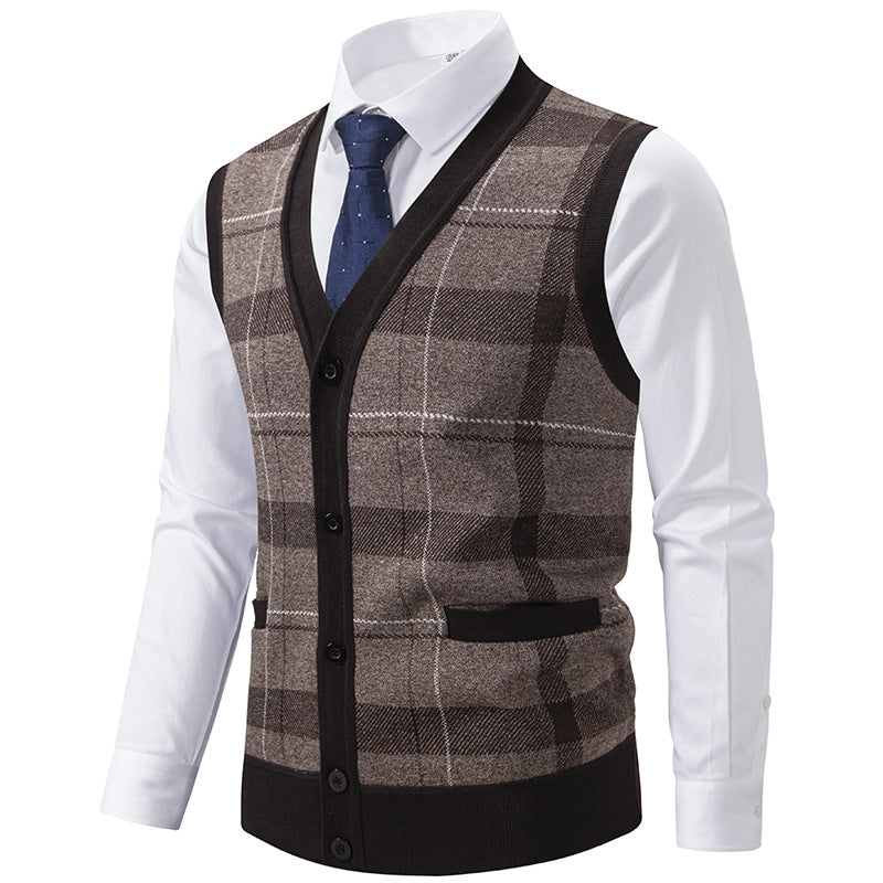 Herren Strickjacke Modern Karomuster Elegante Schale - BerlinGlamour