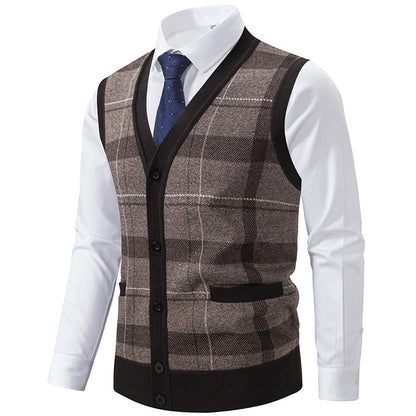 Herren Strickjacke Modern Karomuster Elegante Schale - BerlinGlamour