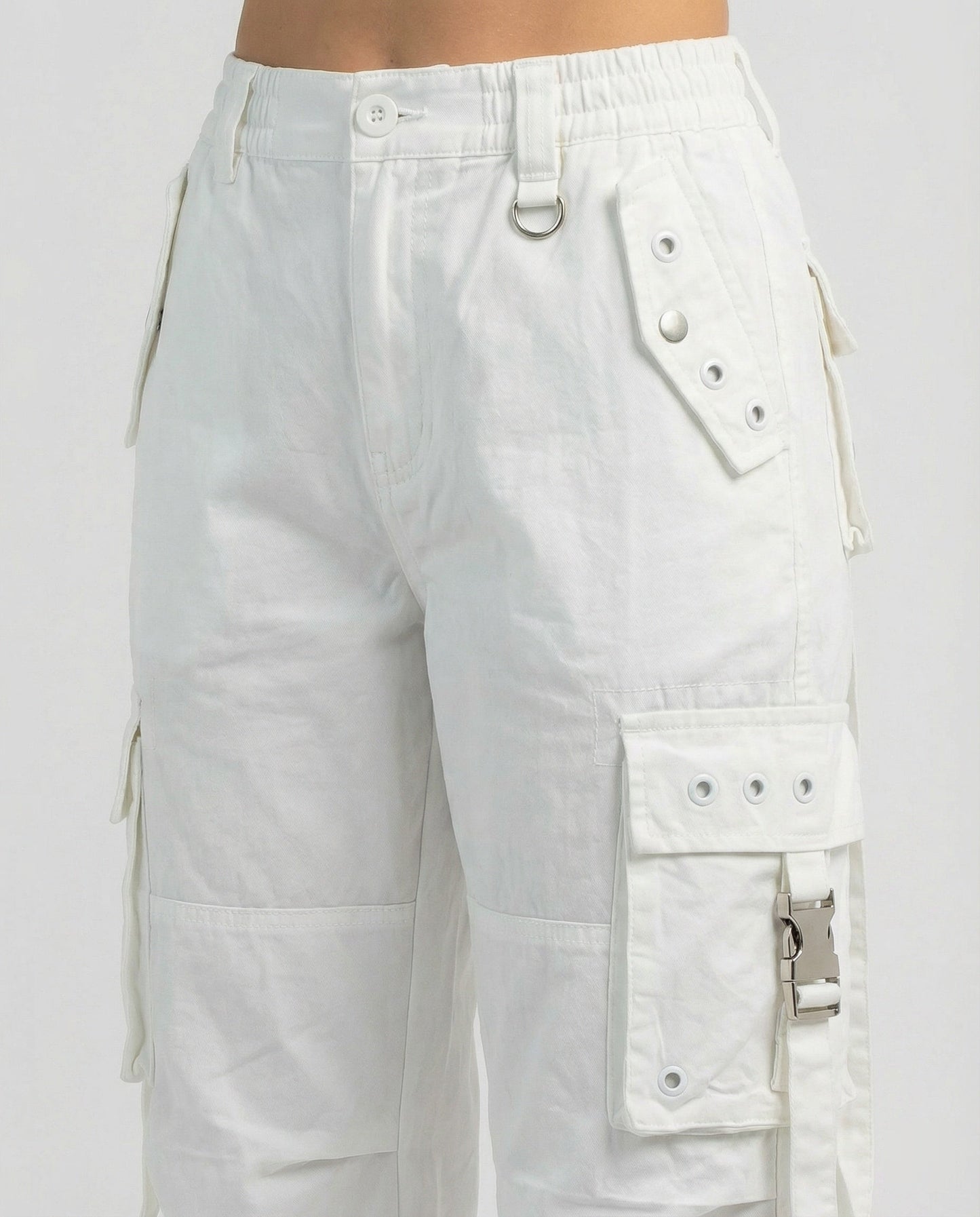 Damen Palazzo Hose Weite Bein mit Kordelbund und Taschen
