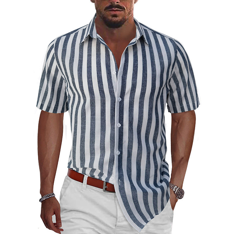 Herren Hemd Kurzarm Streifen Modern
