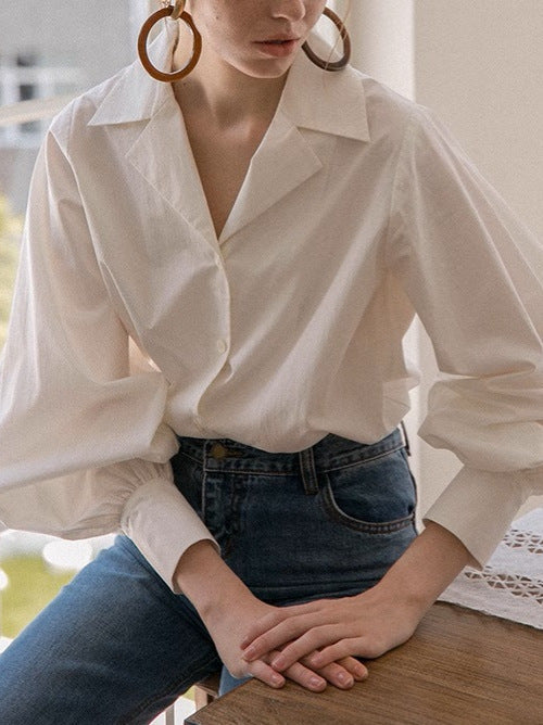 Damen Bluse mit Puffärmeln Modern Elegant