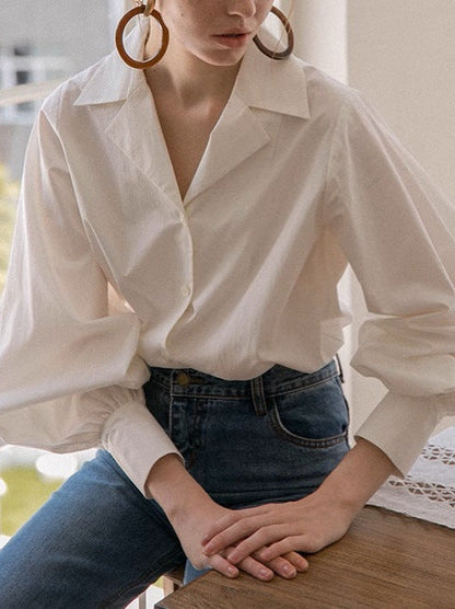 Damen Bluse mit Puffärmeln Modern Elegant