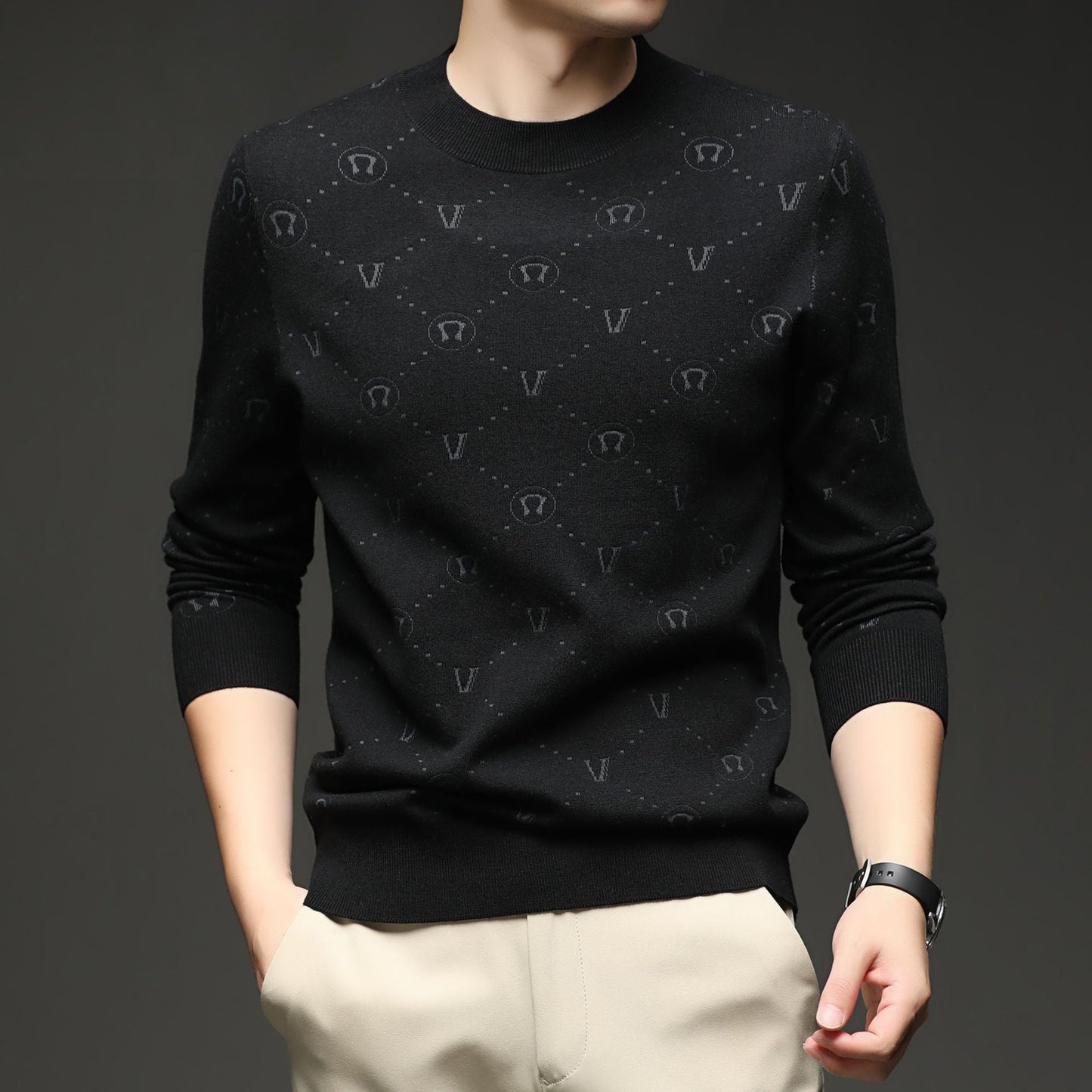 Herren Pullover Eleganter Rundhals Strukturiert Modern
