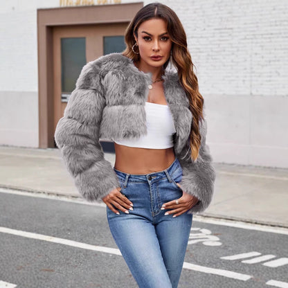 Kurze Damen Pelzjacke Luxus Style