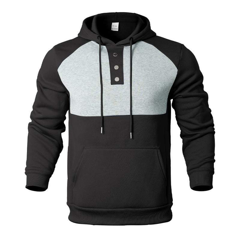 Herren Kapuzensweater Modern mit Kontrastärmeln