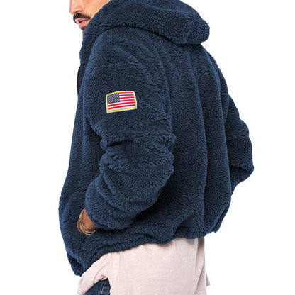Herren Fleece Hoodie Kapuze Reißverschluss Warm