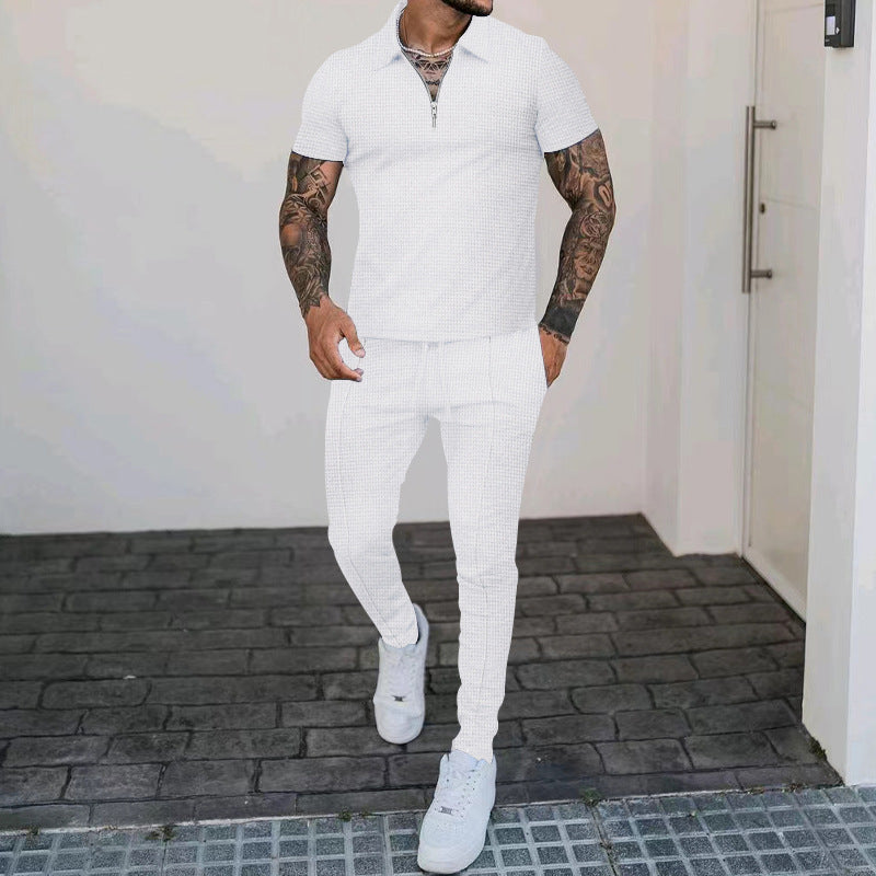 Herren Sportset Kurzarm Polo Jogginghose Bequem Modern