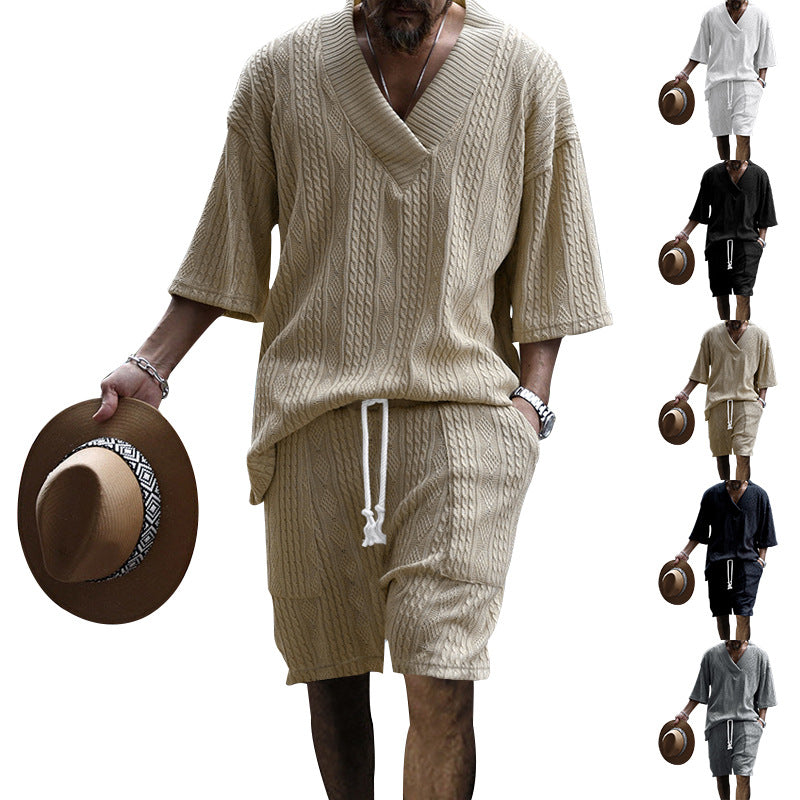 Herren Strickset V-Ausschnitt Elastisch Casual - BerlinGlamour